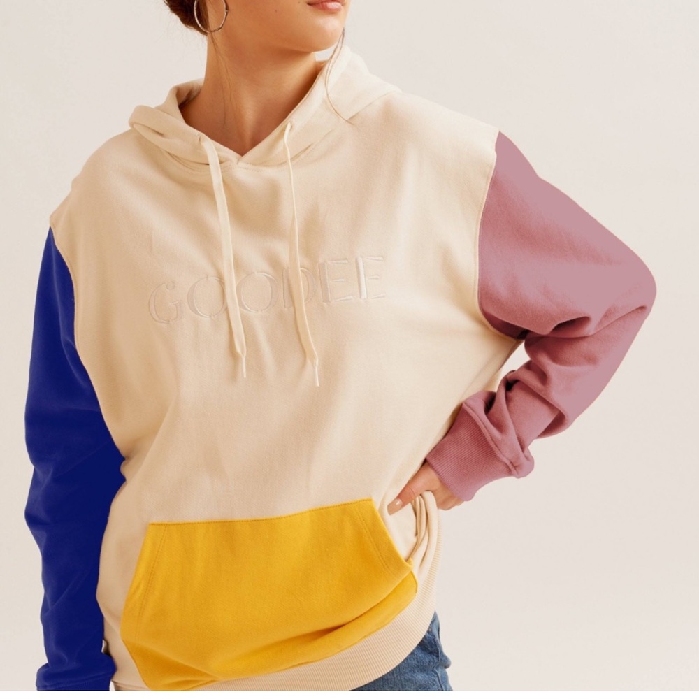 Goodee X KOTN Ivory colorblock hoodie